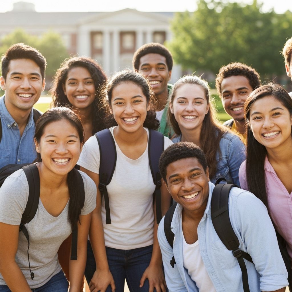 Diverse group of happy international students in the United States